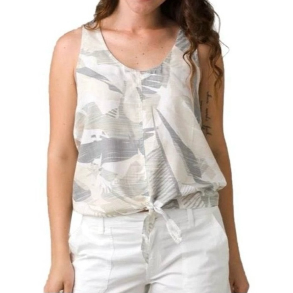 PrAna NWT McKenzie Natural Tie Front Sleeveless Tank Top Bone Paloma Size Medium